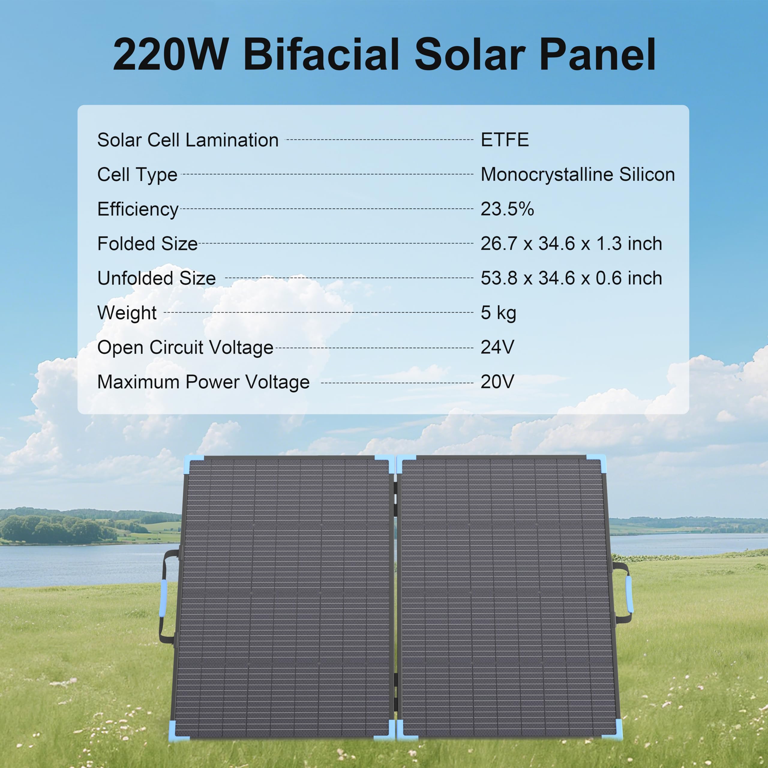 220W Bifacial Portable Solar Panel Gallery Image