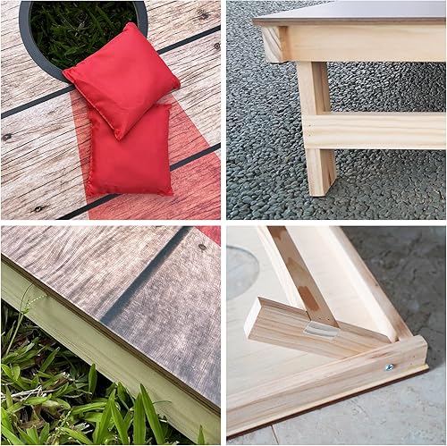 Miniatura 4 de Juego de tableros de cornhole  Juego de tableros de maíz reguladores de madera maciza de 3 x 2 pies, juego para exteriores con 8 bolsas de frijoles