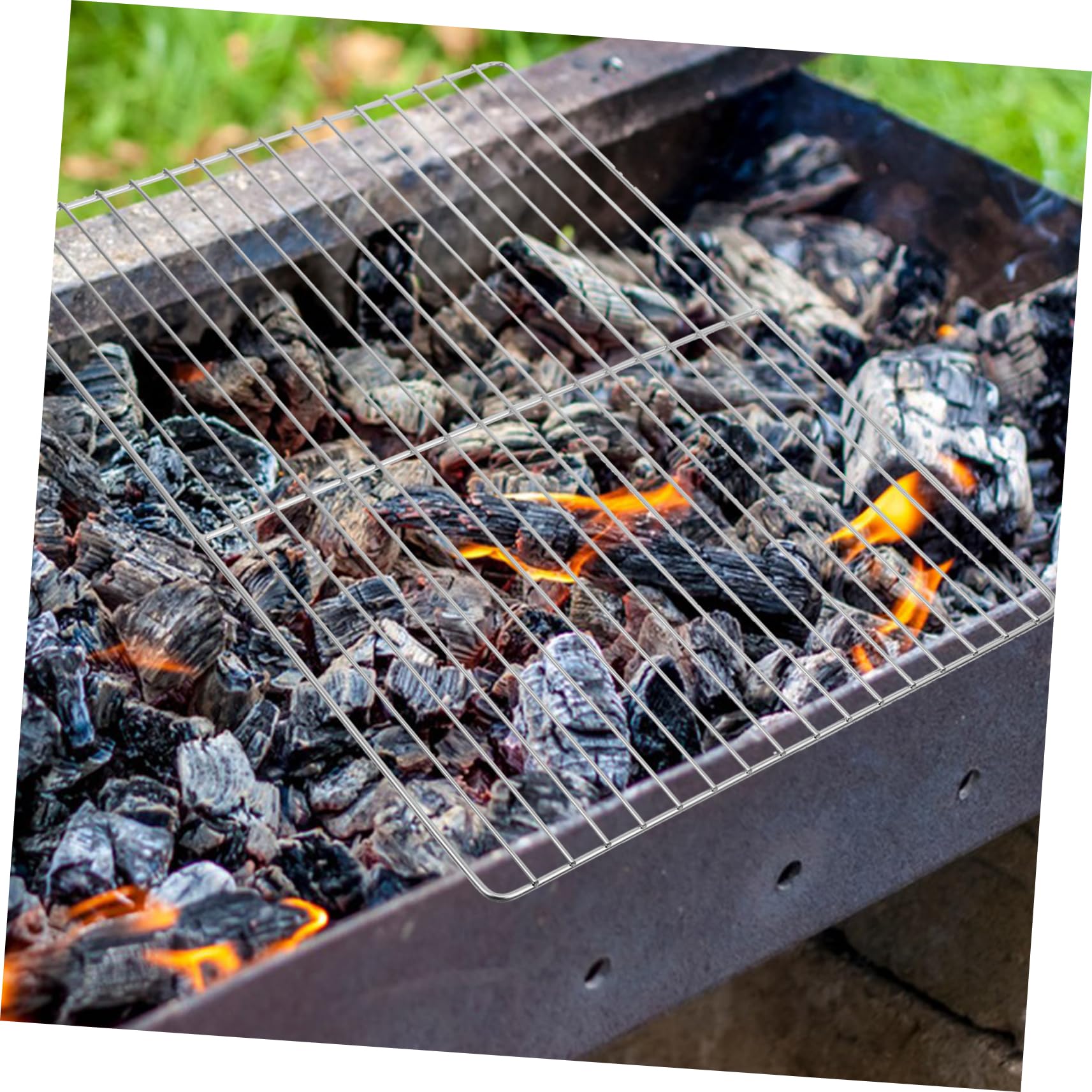 Graticola per Barbecue in Acciaio Inox, Vacanze Estive Oktoberfest Party | Rete da Cottura per Famiglia e Campeggio, Argento, Pulizia Facile e Calore Duraturo