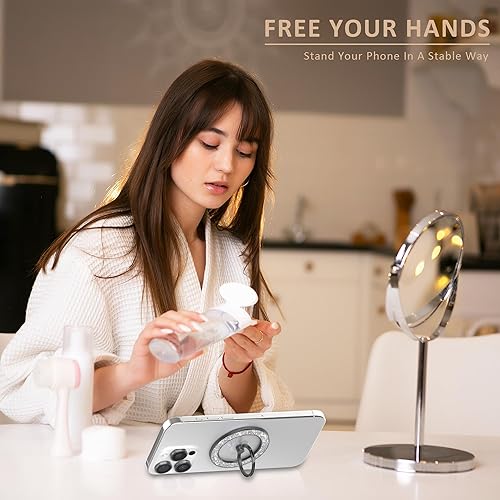 Miniatura 4 de Soporte magnético para anillo de teléfono celular MagSafe compatible con iPhone 17, 16, 15, 14, 13, 12 Pro Max, accesorios MagSafe Android (negro