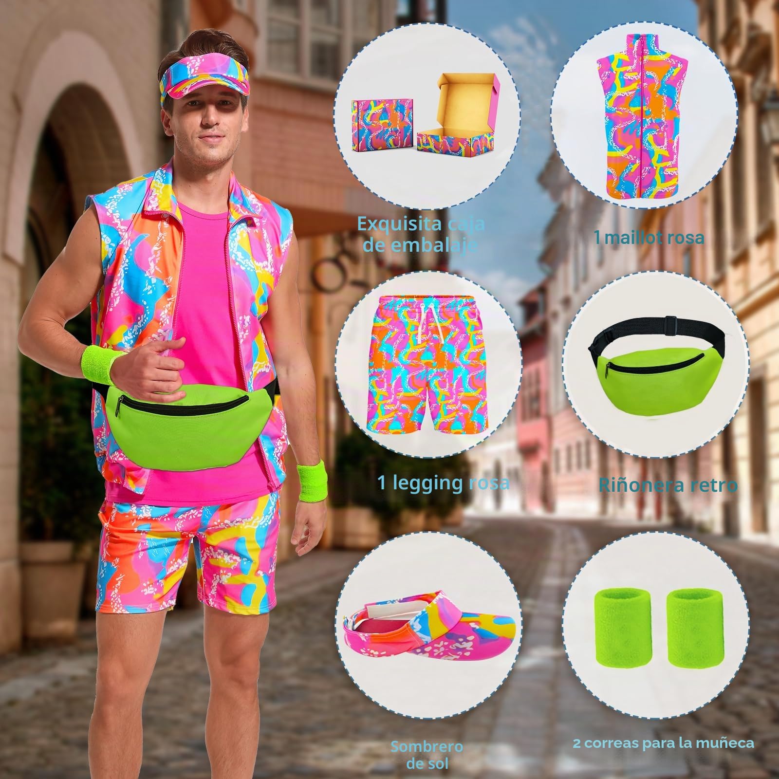 Disfraz de entrenamiento de los años 80 para hombre, disfraz de Halloween, cosplay, parejas, trajes de entrenamiento de los años 80 y 90 para hombres adultos