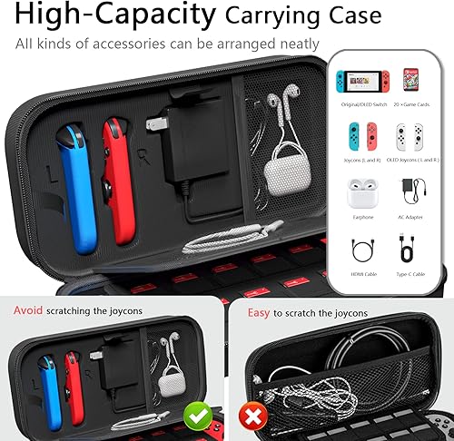 Miniatura 2 de Switch - Funda de transporte compatible con Nintendo SwitchOLED, compatible con Joy-Con y adaptador de CA, bolsa rígida portátil de transporte para