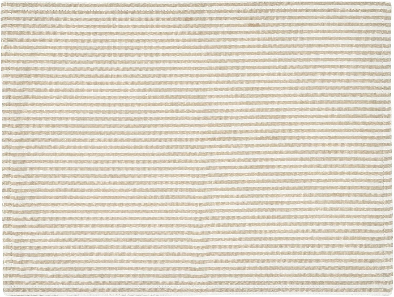 Lush Decor Farmhouse Ticking Stripe Yarn Dyed Placemat 4-Pack, 14" x 19", Neutral