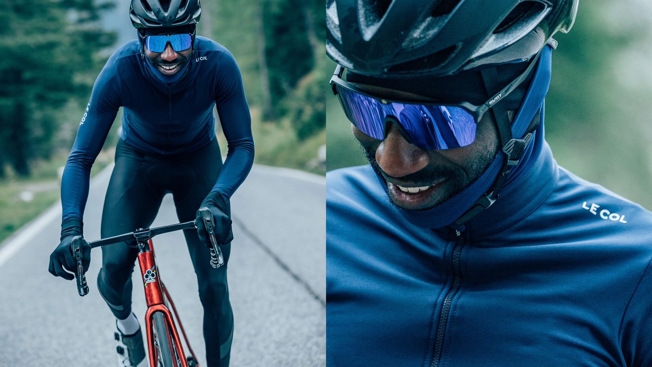 LE COL Pro Aqua Zero - Camiseta de manga larga para hombre, transpirable, bolsillos traseros, resistente al agua, cierre de cremallera