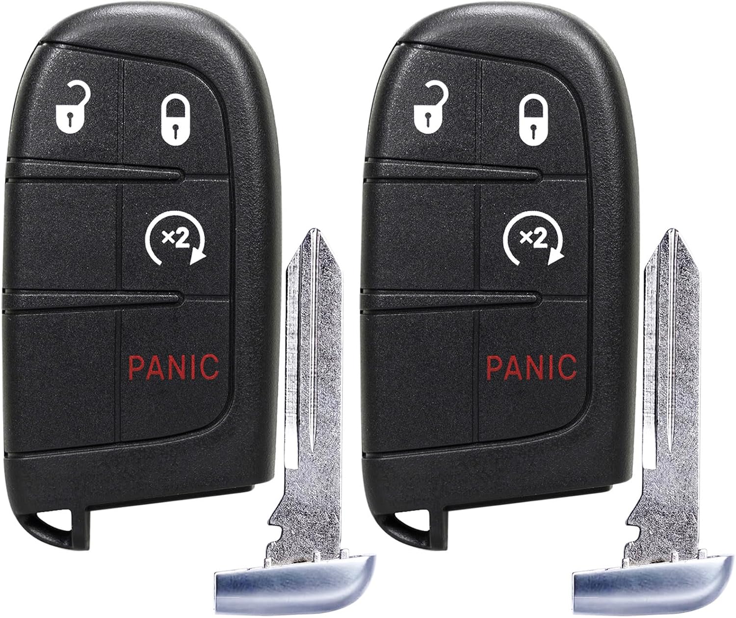 TOP-VIGOR 2pcs 433Mhz Keyless Entry Remote Car Key Fob M3N-40821302, 46 Chip 4 Button Key Fob Replacement for Dodge Journey 2011-2018 for Dodge Durango 2014-2018