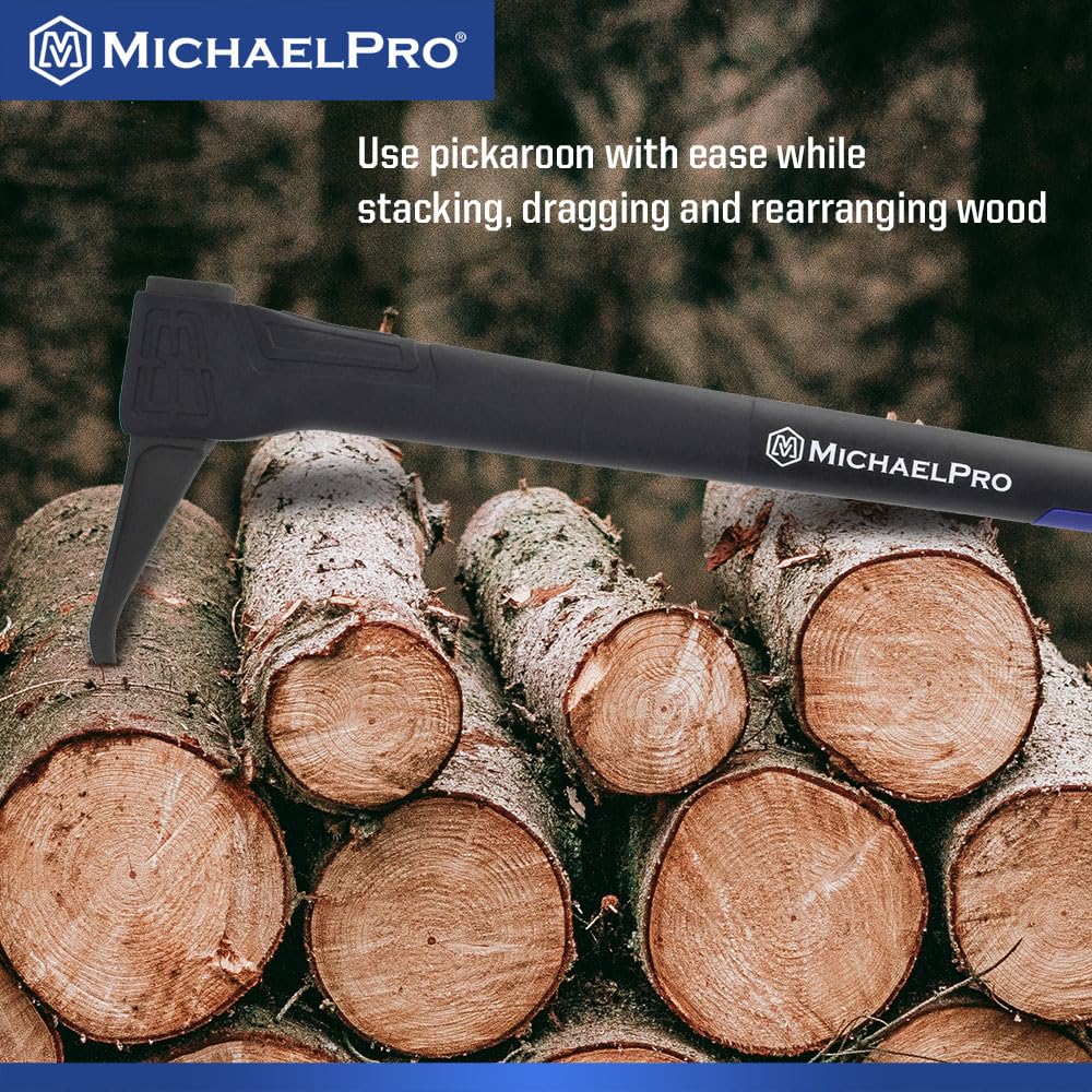 MichaelPro Pickaroon da 73,9 cm, in Acciaio forgiato, con Manico Resistente alle intemperie e Ammortizzante per Registrazione, Sollevamento Tronchi e trascinamento | MP004025