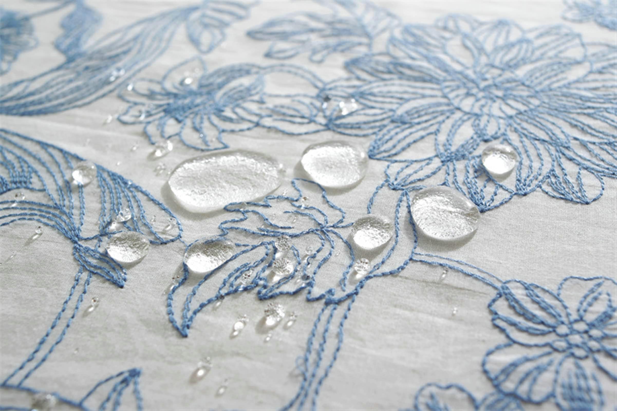 Gualiy Tischtuch Quadratisch, Tischdecke 100x140CM Baumwolle Tischdecke Abwaschbar Waschbar Stickerei Blume Tischdecken für Esstisch, Blau Weiß