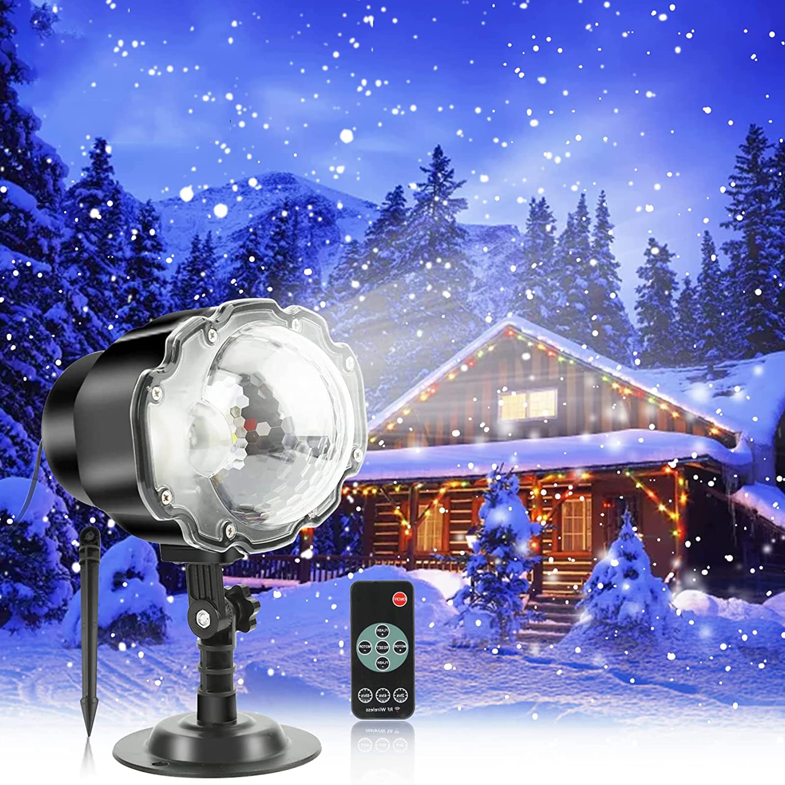 Aaote White Snowfall Light Projector, Christmas Snowfall Projector Lights Indoor Outdoor Holiday Lamp Snow For Halloween Xmas Party Wedding Garden Landscape Decor