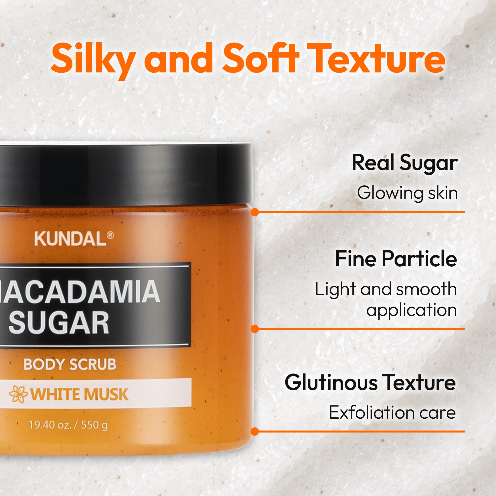 KUNDAL Macadamia Özlü Vücut Peelingi Macadamia & Sugar Body Scrub 550g (White Musk)