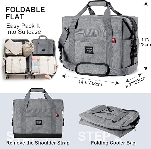 Miniatura 5 de Odoland Bolsa enfriadora plegable aislada, 1632 latas portátil con correas para los hombros, bolsa enfriadora a prueba de fugas para campamento,