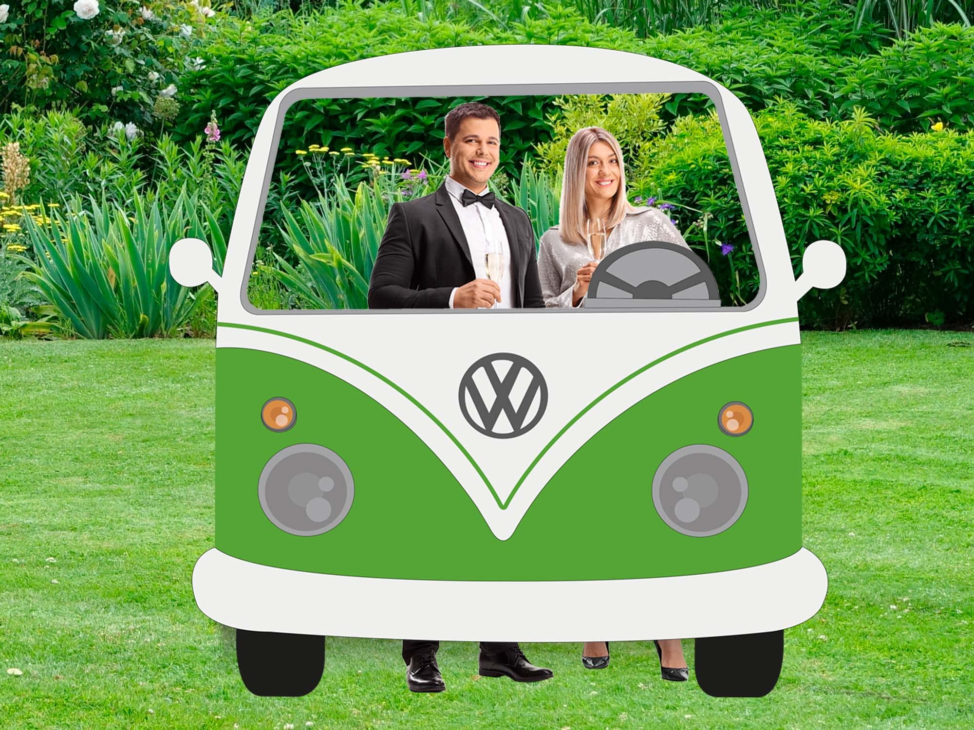 Oedim Photocall para Bodas en Cartón Furgoneta Verde 156x150cm | Photocall Furgoneta Verde | Photocall Económico y Original | Photocall Troquelado