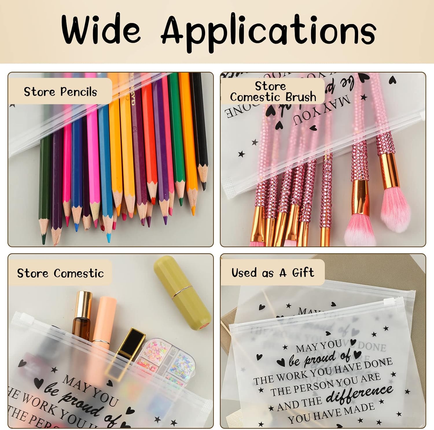 Yaomiao 150 Pcs Inspirational Gifts Bulk for Women Cosmetic Bag EVA Makeup Bag with Zipper Toiletry Pouch for Birthday Christmas Encouragement Presents Thank You Gifts(Proud) - Image 4