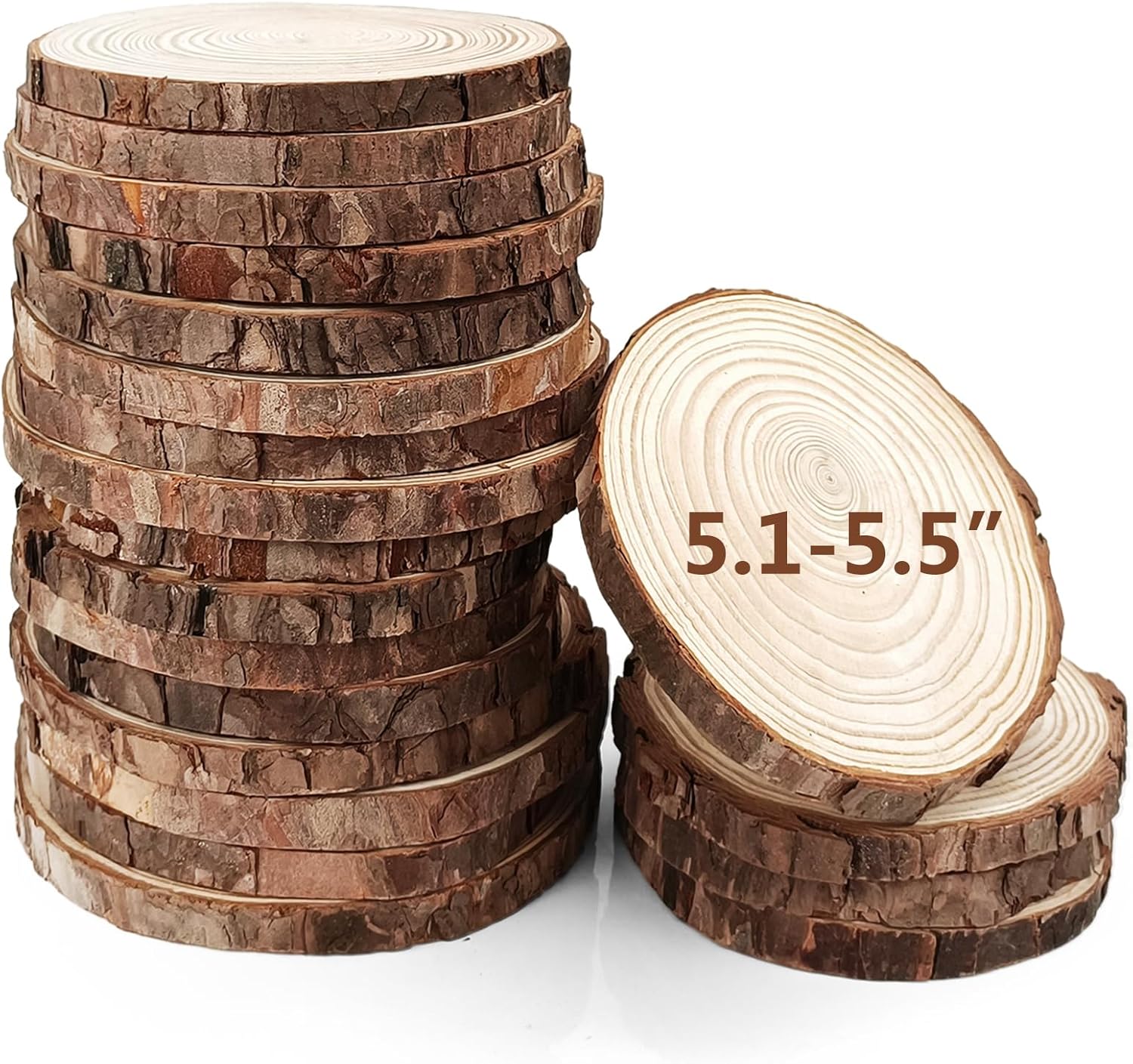 20Pcs Large Unfinished Wood Slices for Centerpieces,5.15.5