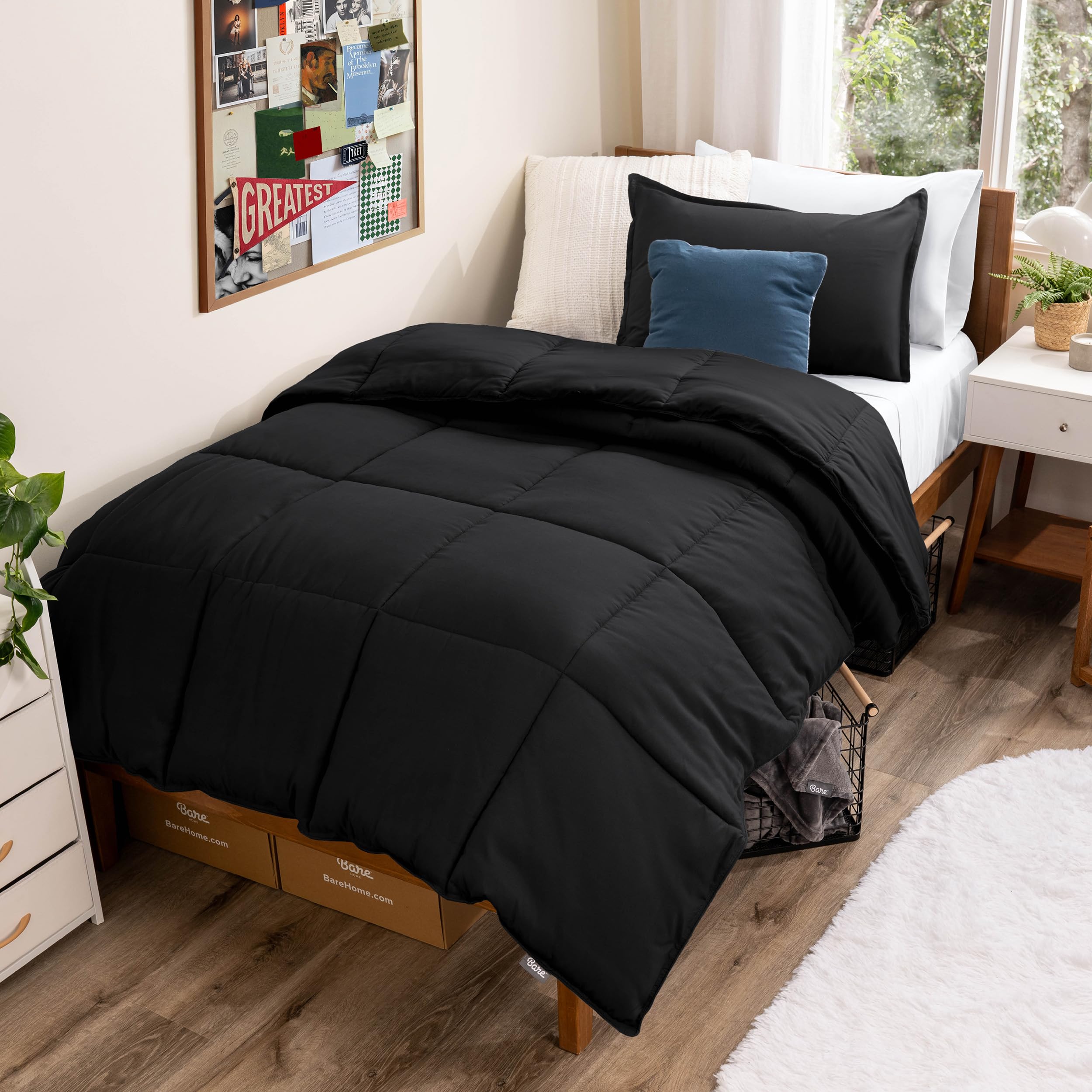 Bare Home Ultra-Soft Goose Down Alternative Comforter Set - Twin/Twin XL - Premium 1800 Series - All Season Warmth (Black) — image 1