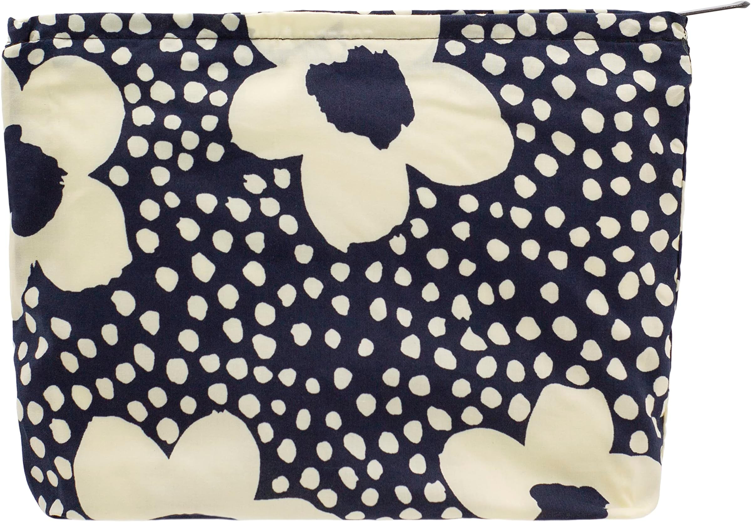 Floral Makeup Bag Large Cotton Zipper Pouch for Purse Travel Canvas Make Up Organizer for Women Cosmetic,Floral Navy Blue