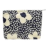PAZIMIIK Floral Makeup Bag Large Cotton Zipper Pouch for Purse Travel Canvas Make Up Organizer for Women Cosmetic,Floral Navy Blue