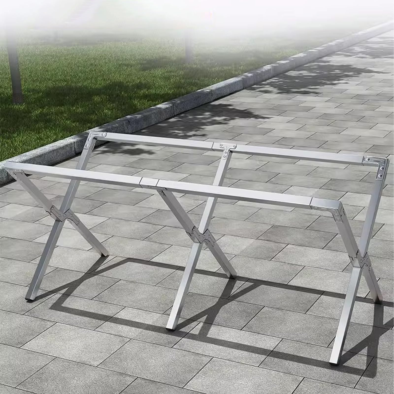 Carrito de Venta Ambulante Bastidor Metálico 1,1mm Reforzado Tablero de Bamboo Capacidad 150kg Plegable para Mercadillos Eventos al Aire Libre y Ferias(200cm(78.7in))