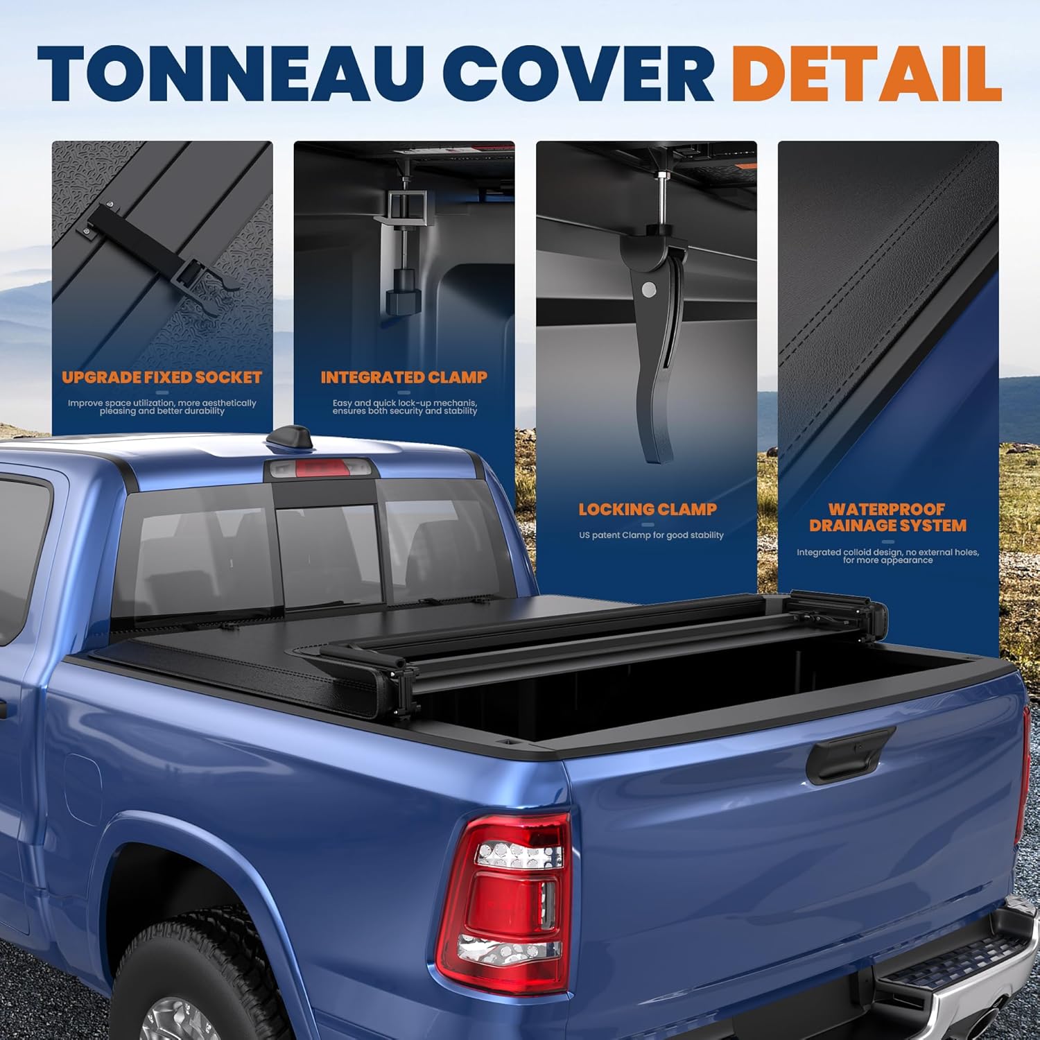 KUIPERAUTO 6.4 FT Soft Quad Tonneau Cover Compatible for 2003-2026 Dogde Ram 1500 Without Rambox Truck Bed Cover 76.4inch