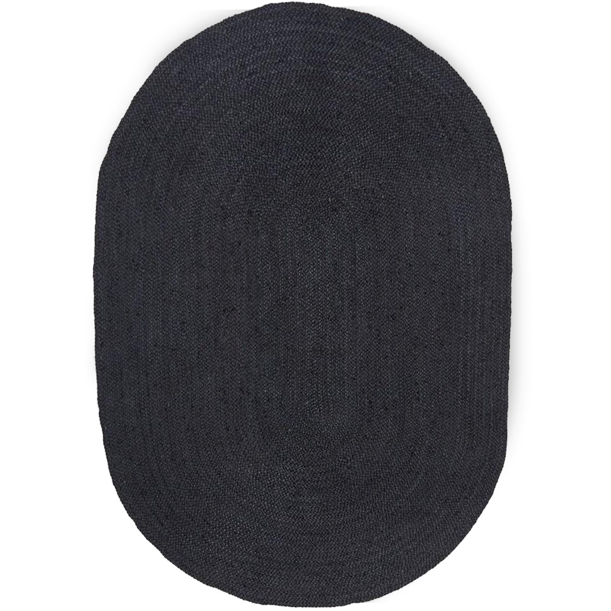 handmade jute area rug 3x5 natural fiber soft jute rugs black oval boho rug thick 0.27" hand braided rugs ideal for high traffic area living room bedroom dining room & home décor