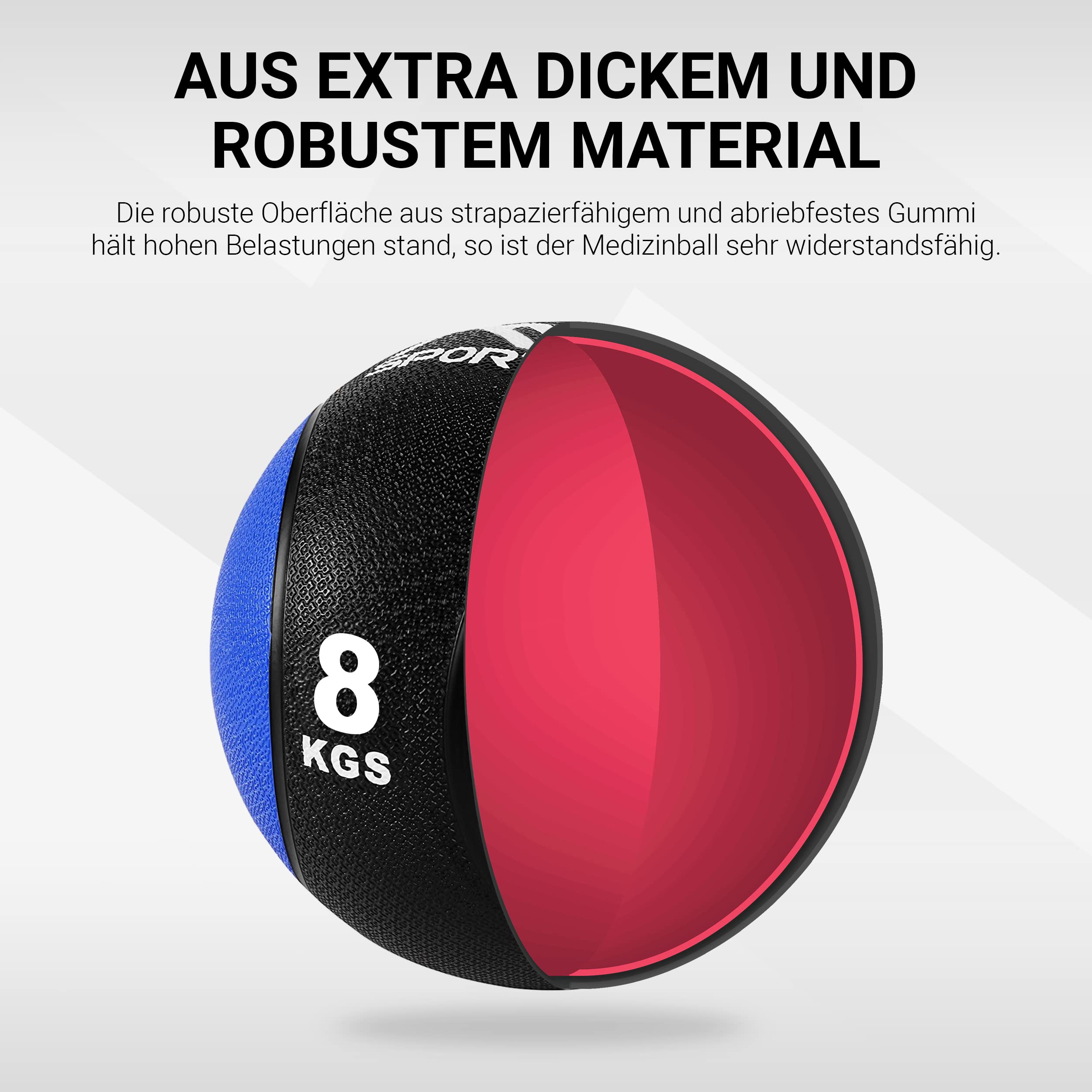 Balón medicinal 1 - 10 kg - calidad de gimnasio profesional con póster de ejercicios, medicinal