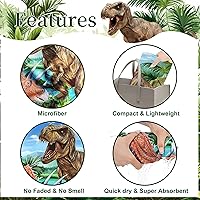 Vista 3 de Toalla con capucha de dinosaurio, toalla de playa de dinosaurio para niños de 30 x 50 pulgadas, microfibra T-Rex absorbente de secado rápido