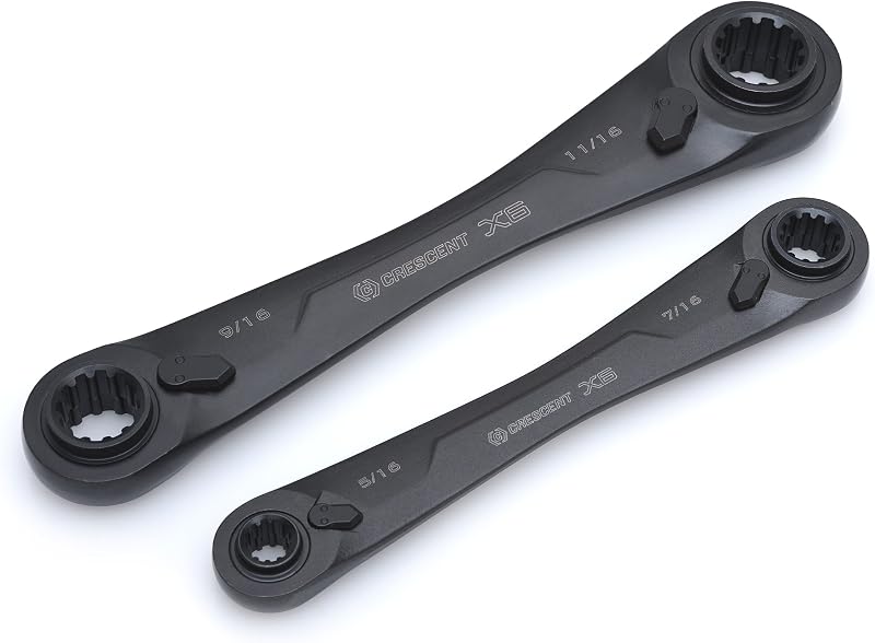 2 Piece X6™ 4-in-1 Black Oxide Spline Ratcheting SAE Wrench Set - CX6DBS2