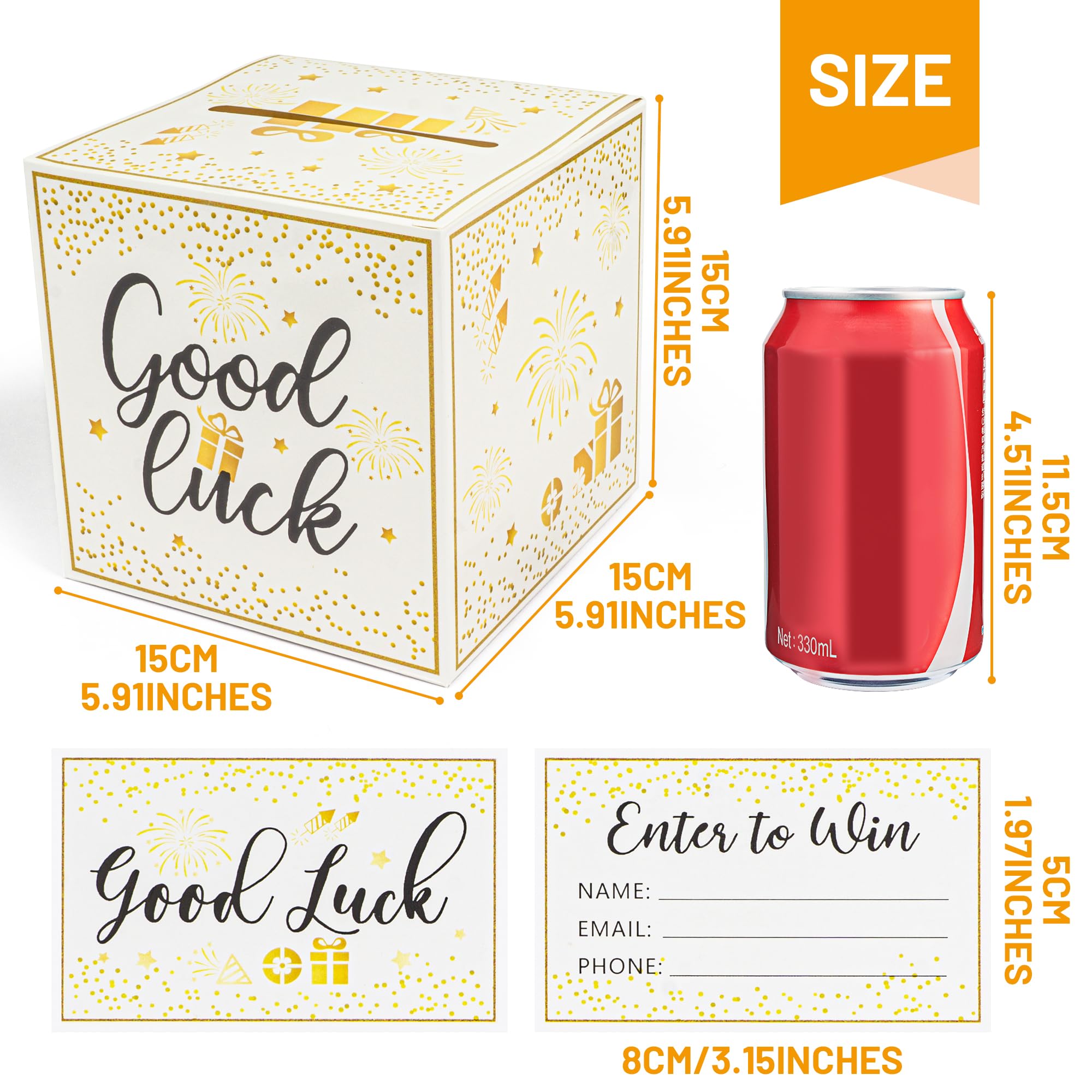 Ballot Box Amviner Gold Donation Box With Entry Cards - 6x6x6 Inch ...
