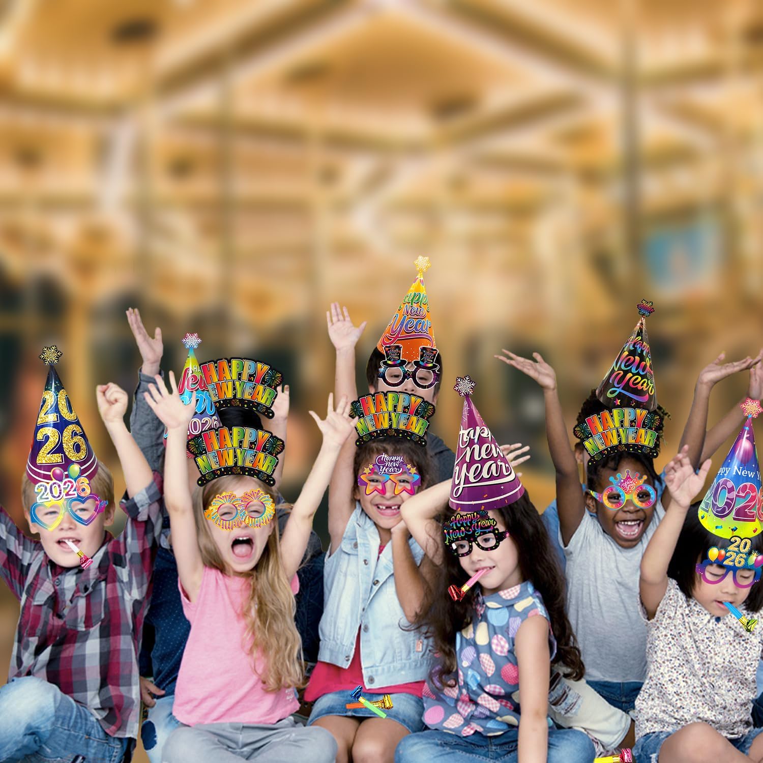 Colorful New Years Eve Party Supplies 2026, Happy New Year Favors-New Year Headwear Eyeglasses New Year Top Hats, Party Blowers, 2026 New Year Decorations Kit for New Year's Eve Party - Image 7