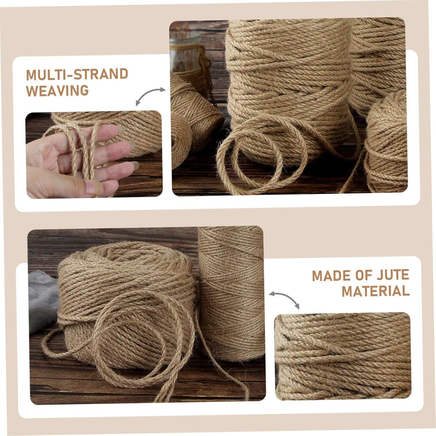 Twine Rope, 3/4 Inch X 49 Feet Hemp Rope, Wear-Resistant Jute Twine for Crafting, Cat Scratching Post, Garden Plants, Bundling, Sporting and Landscaping| Hemp