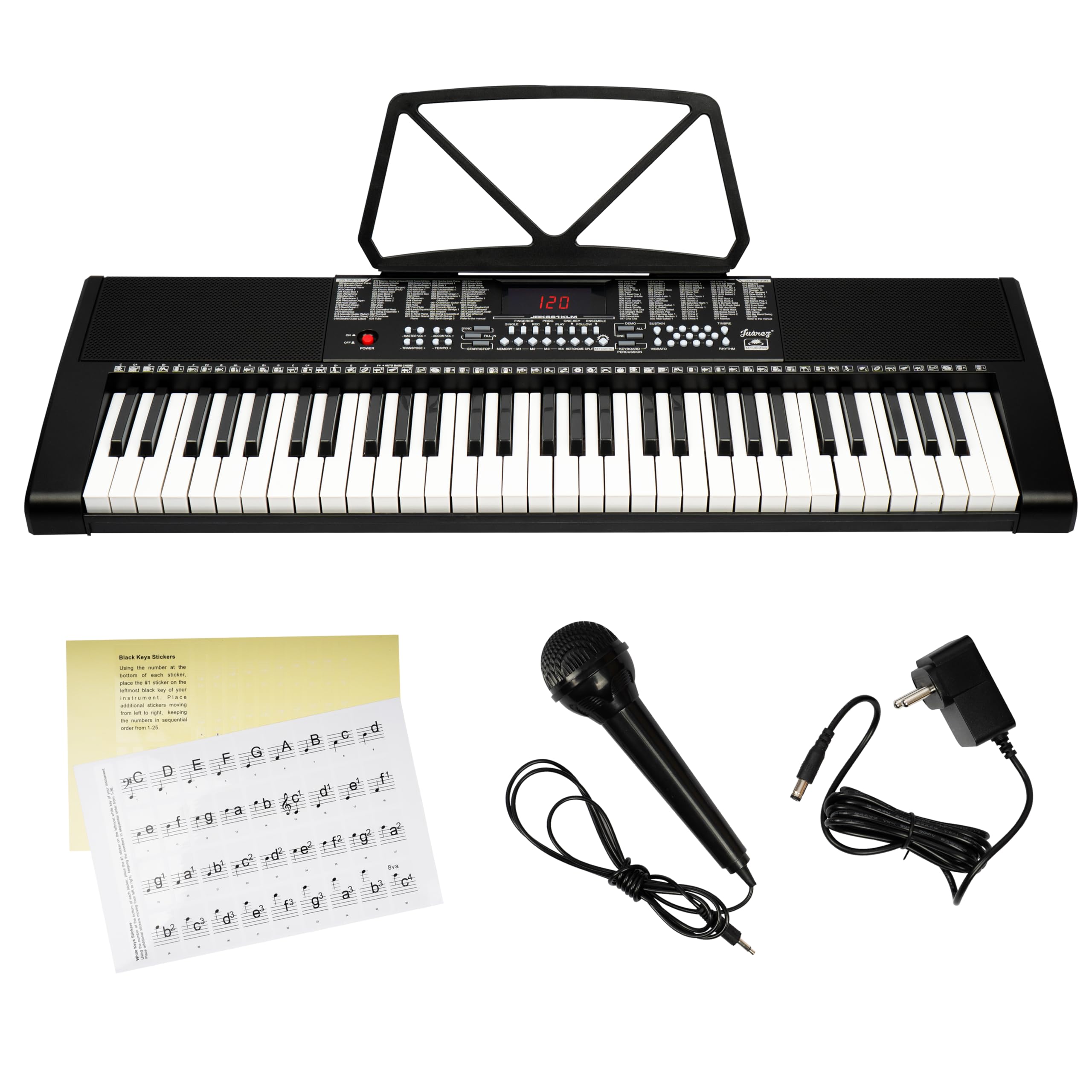 Juarez JRK661KLM 61-Key Light-Up Electronic Keyboard Piano | 255