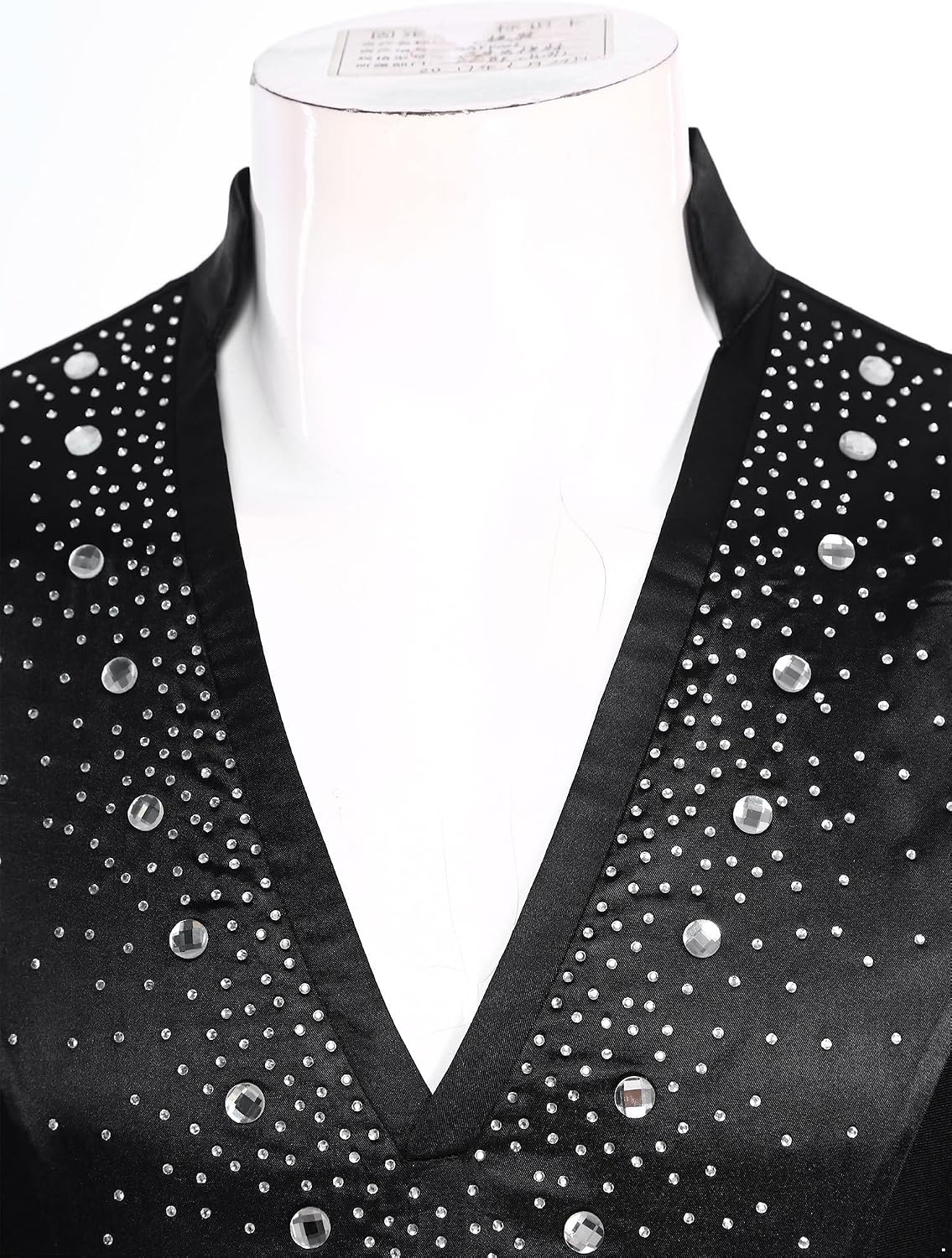 Men's Glittery Rhinestones Latin Salsa Tango Ballroom Dance Shirt V Neck Sexy Tuxedo Leotard Bodysuit