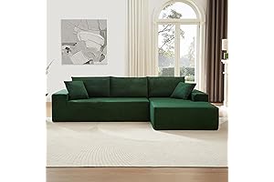 DEINPPA Modern Green Corduroy Couch with Pillows