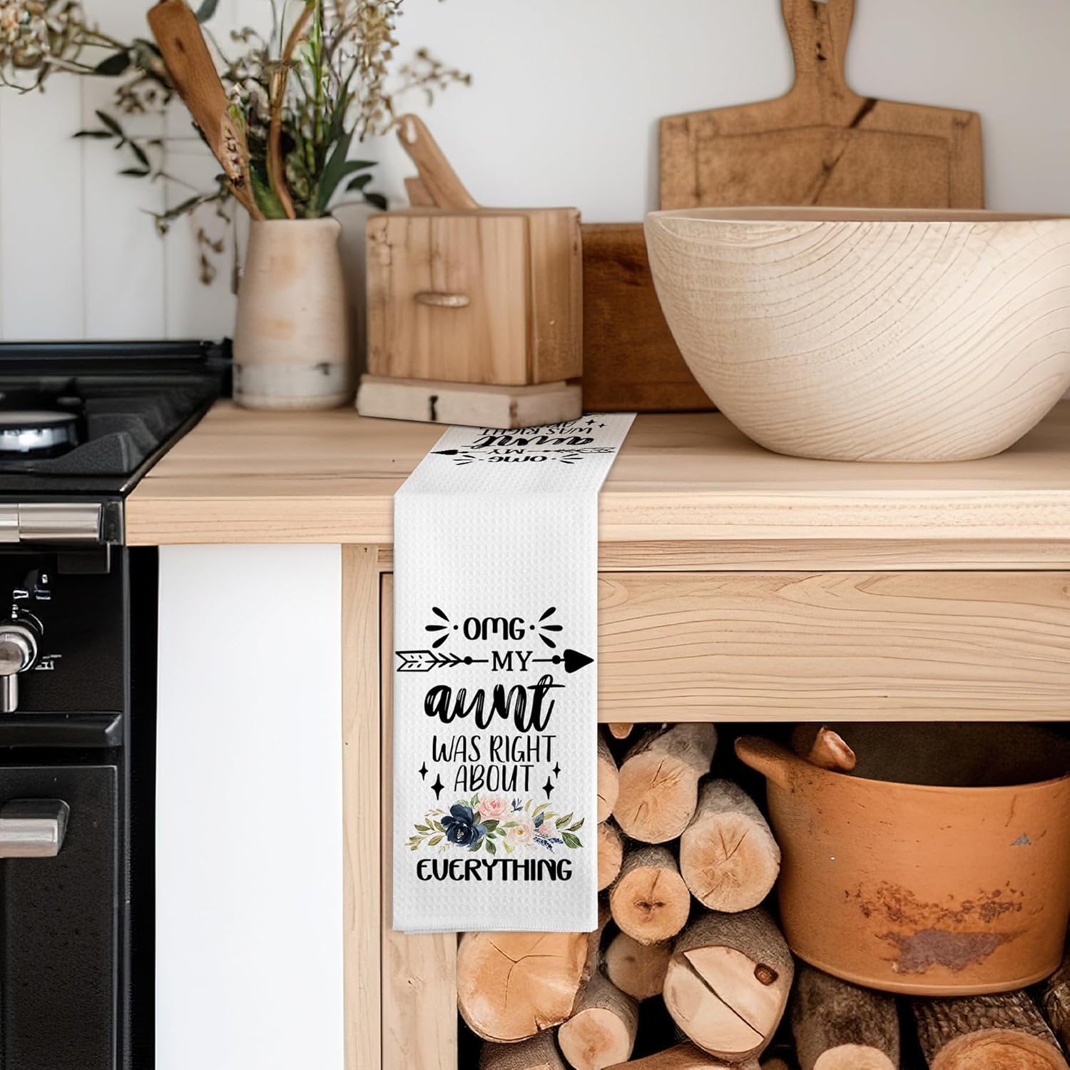 Aunt Gifts Kitchen Towels, Aunt Auntie Gifts for Mother's Day Birthday Dish Tea Towels for Kitchen, Auntie Gift from Niece Nephew Decorative Hand Towels for Bathroom, 16x24 Inches - Image 4