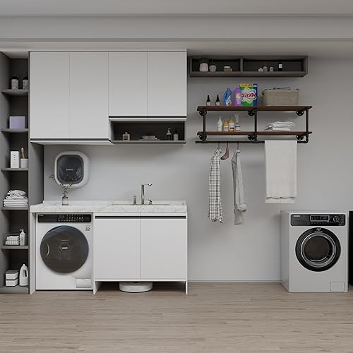 Miniatura 10 de TEDIDUWA 36In Industrial Pipe Clothing Rack with Top Shelf, Space-Saving Wall Mounted Clothes Rack, Shelf with Hanging Rod for Closet Storage,