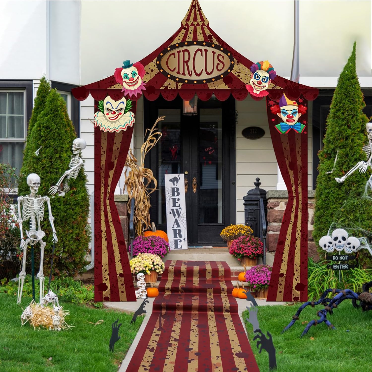 4 Pcs Carnival Circus Tent Decorations Carnival Entryway Door Party Decor Awning Hanging Banner Aisle Runners Supply for Circus Theme Birthday Celebration(Clown) - Image 7