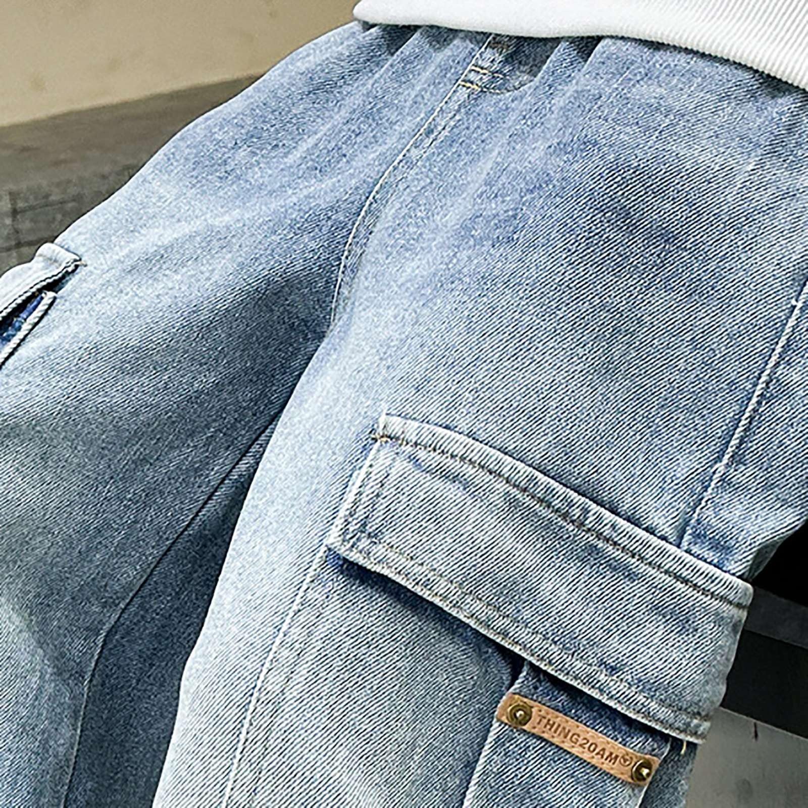 Baggy Jeans pour Garçons avec Ceinture Élastique Pantalons Garçon en Denim Hip Hop Y2K Streetwear Printemps pour Enfants Jean Baggy Garcon Pantalon Cargo Décontracté Large