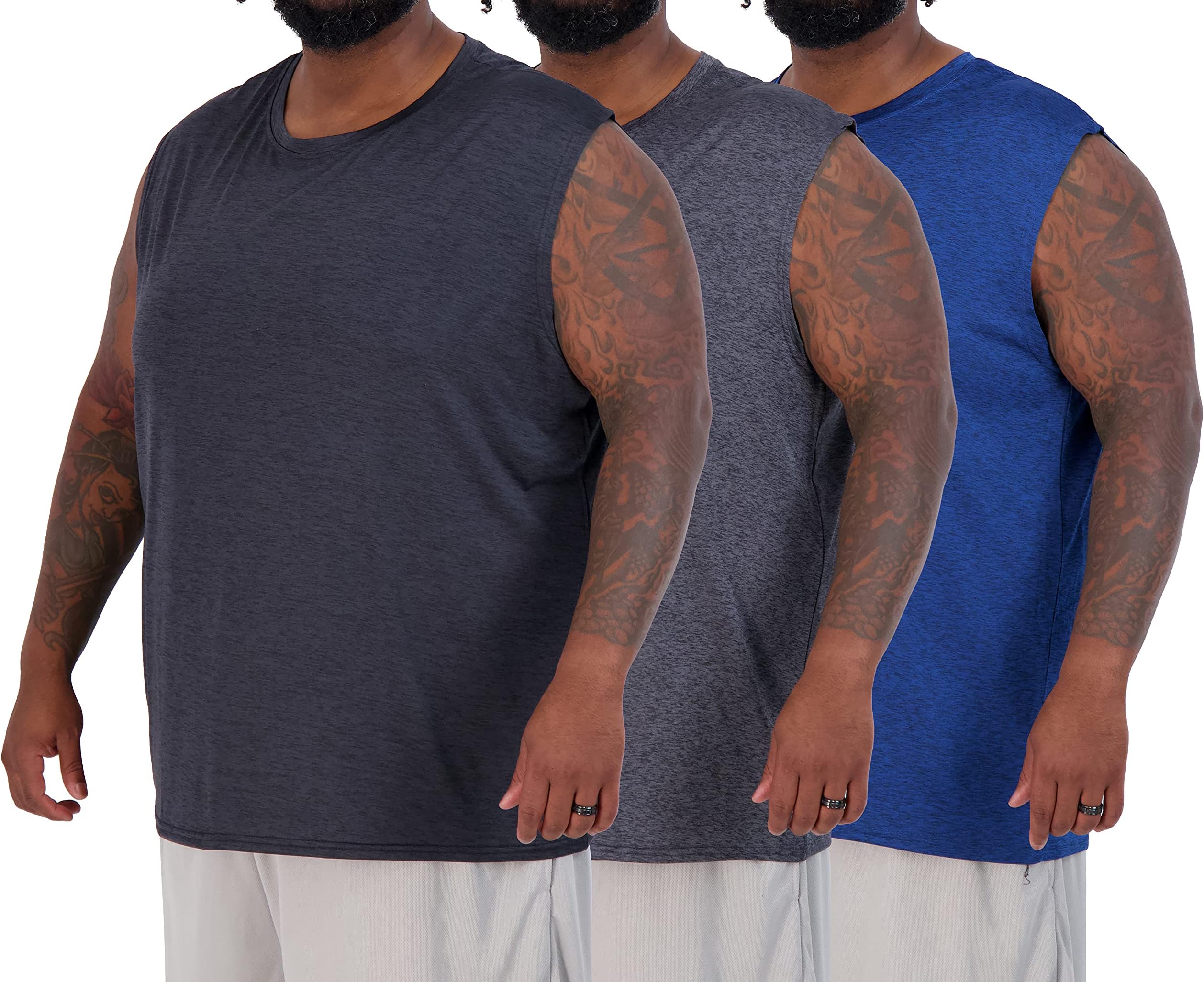 real essentials5 Pack: Men's Mesh Active Athletic Tech Tank Top - Workout & Training Activewear