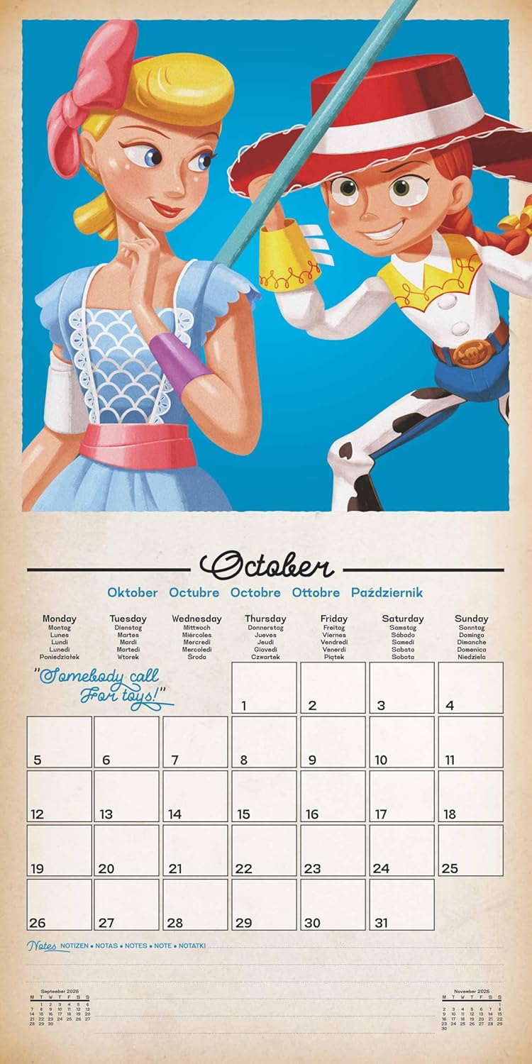 Pyramid - Toy Story 2026 - Brochure Calendar 30 x 30 cm with Woody, Buzz Lightyear & Jessie - Wall Calendar for Disney & Pixar Fans