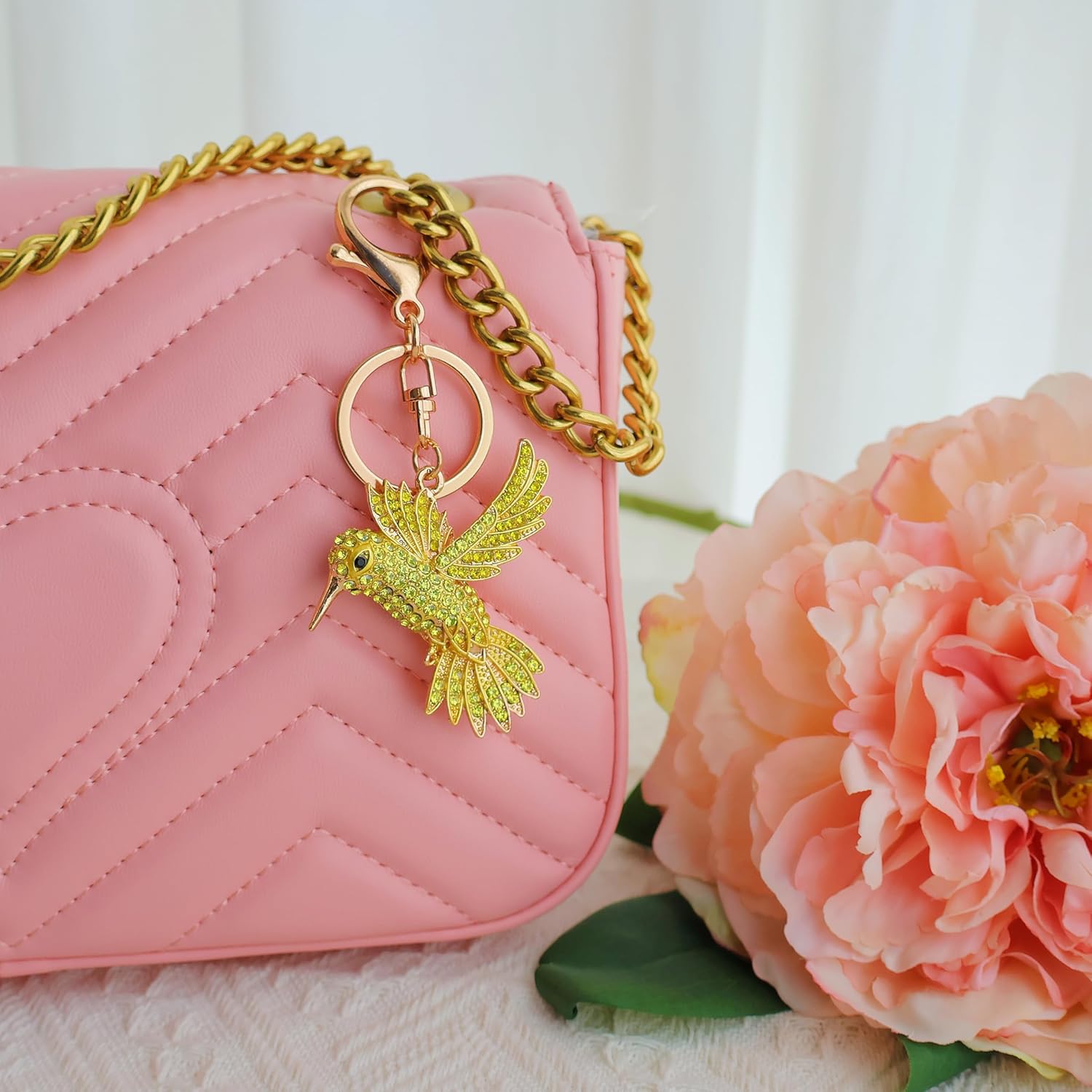 Cute Keychain Women Key Chains For Car Kawaii Anime Crystal Bling Pink Keychains Ring For Bag Purse Charm Accessories - Image 6