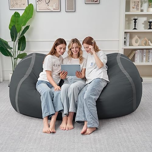 Miniatura 230 de HABUTWAY Puf gigante de 2 pies para adultos, con relleno de espuma viscoelástica, puf grande con funda de terciopelo holandés extraíble para sala de