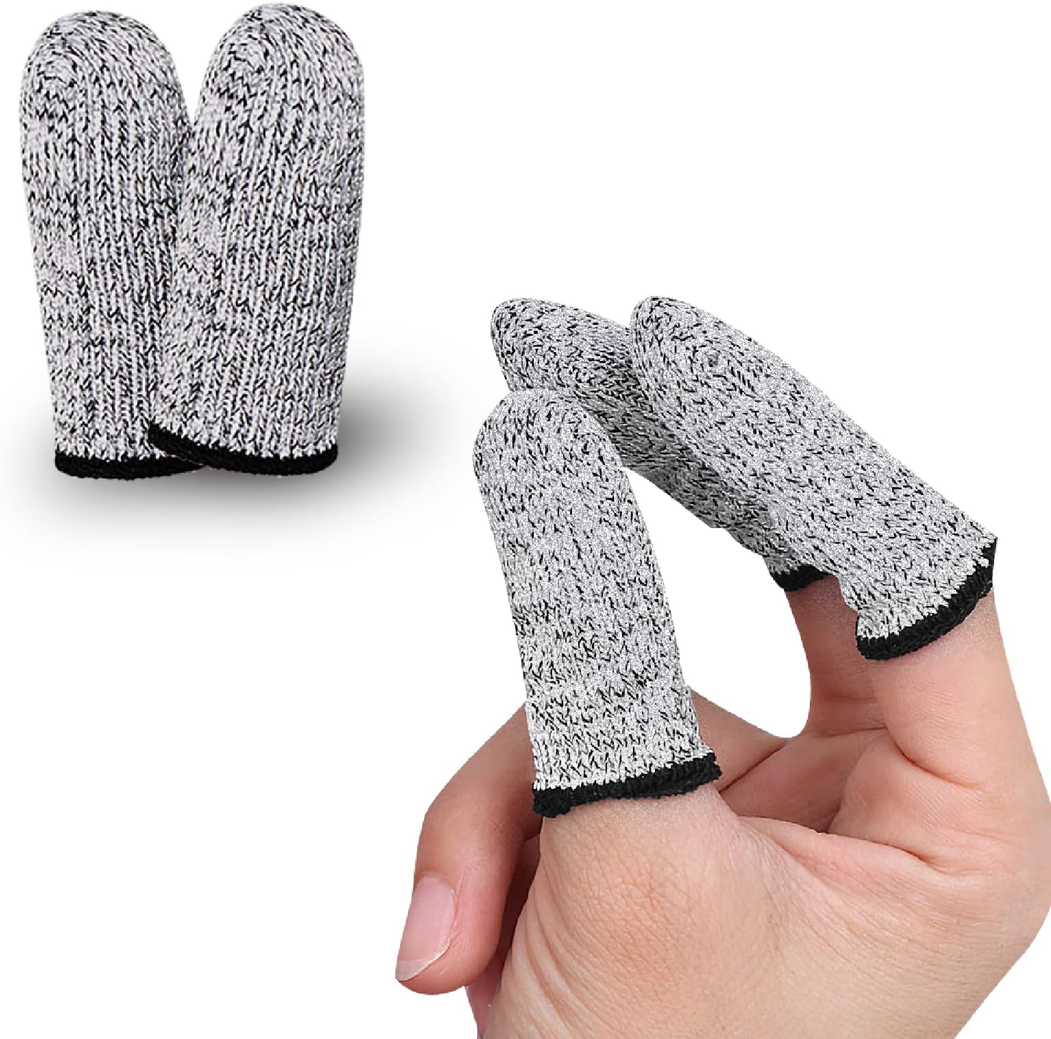 Elfzone Finger Cots Cut Resistant Protector - Finger Covers for Cuts, Gloves Life Extender, Cut Resistant Finger Protectors for Kitchen, Work, Sculpture, Anti-Slip, Reusable (Gray, 60PK)