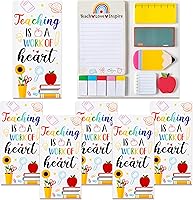 Vista 15 de Xqumoi 12 Pack Teaching is A Work of Heart Sticky Notes Set - Ruler Blackboard Pencil Apple Shape Self-Stick Note Pads Teacher Appreciation Gift
