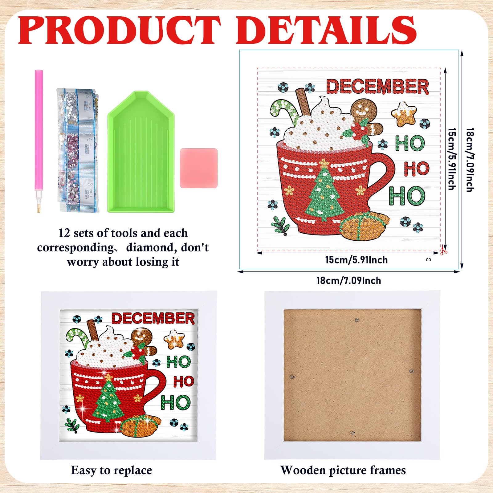 Trandraft 13 kits de arte de diamantes para adultos para el regreso a la escuela intercambiable 5D de temporada con gemas pequeñas, pintura enmarcada para otoño, Acción de Gracias, Navidad, vacaciones