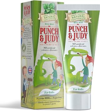 Punch & Judy Kids Natural Toothpaste, Mild Mint Flavour, 6+ Months, Natural Ingredients, Fluoride, Sugar Free 50ml Pack of 1