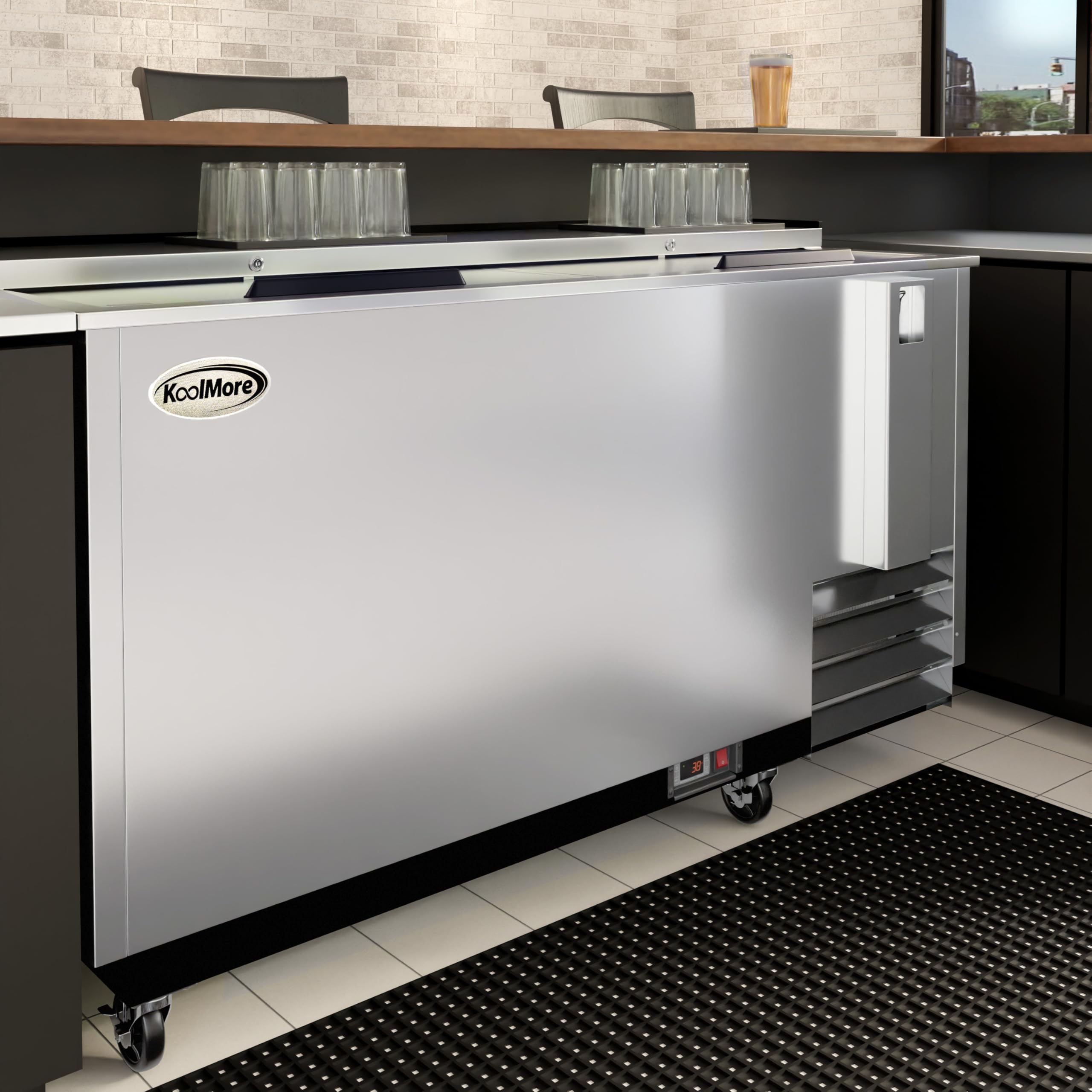 KoolMore KM-BOC65-SS 65 in. Commercial Bottle Cooler in Stainless-Steel with Built-in Opener, ETL Listed, 19 cu. ft