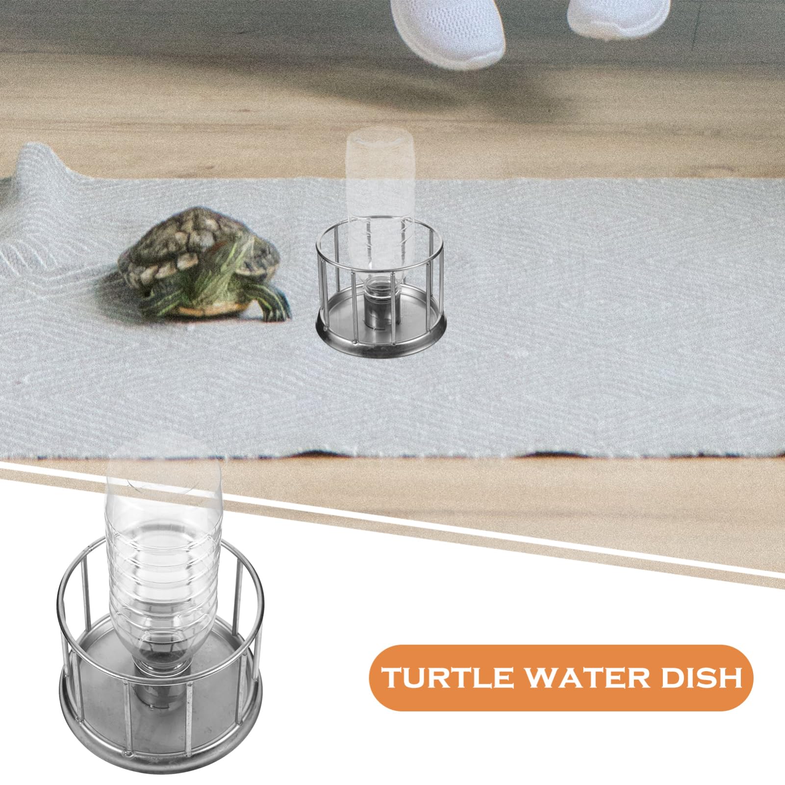 ifundom Ciotola per Acqua Rettile Dispenser Multifunzione in Acciaio Inossidabile Facile da Usare per Tartarughe e Rettili, per Uso Quotidiano in Terrario
