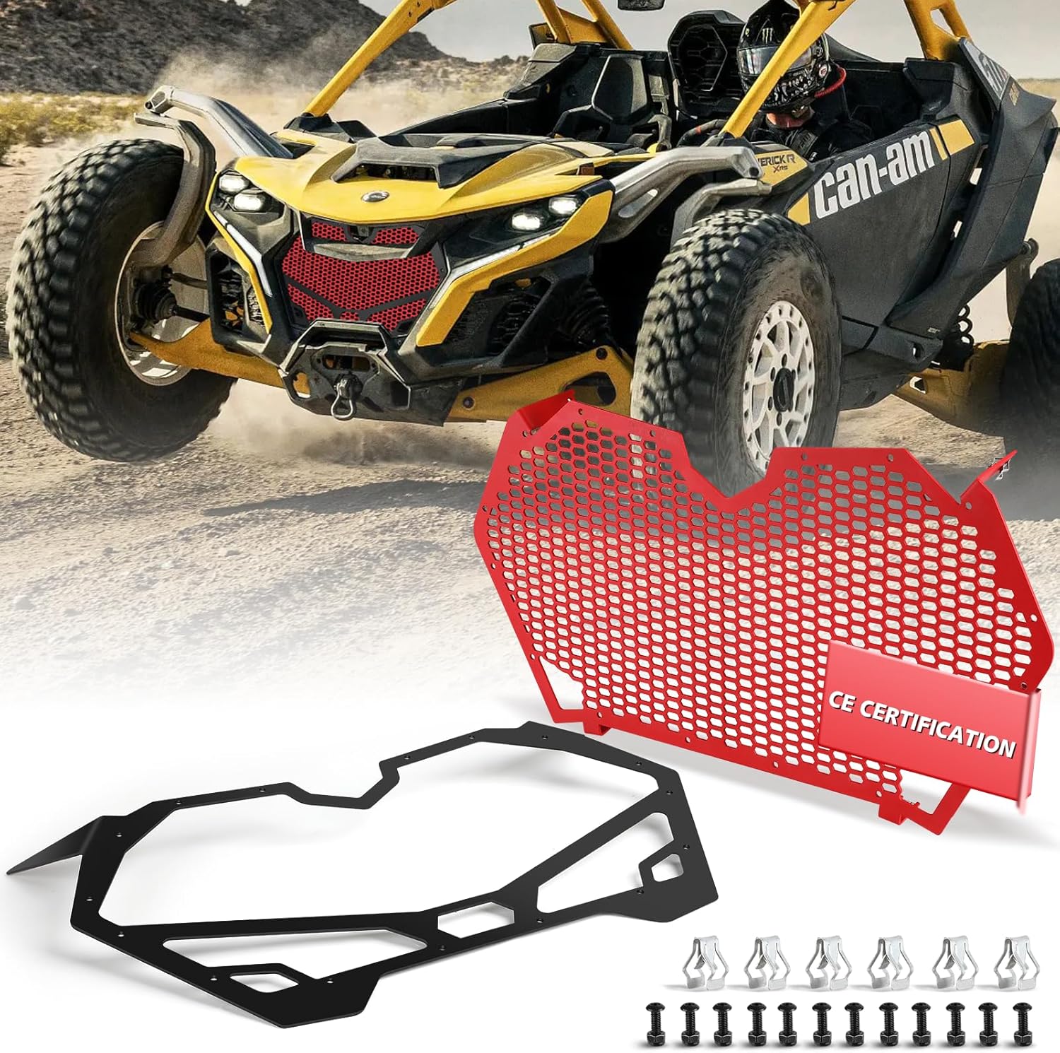 Heavy-Duty Mesh Grille for Can-am Maverick R Front Grille, Compatible with Can Am Maverick R X RS Smart-shox 2024 2025+ All Models, Aircraft-Grade Billet Design Maverick R Grill