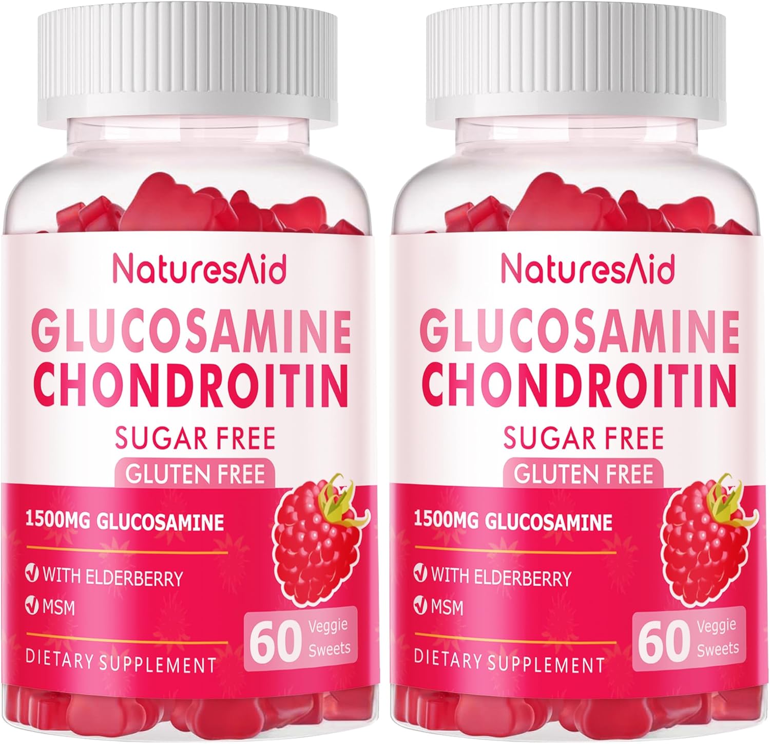 Nutrition Glucosamine Chondroitin Gummies with MSM & Elderberry Extra Strength – Joint Support, Antioxidant Immune Support Supplement for Adults, Men & Women.(2 Pack) Raspberry