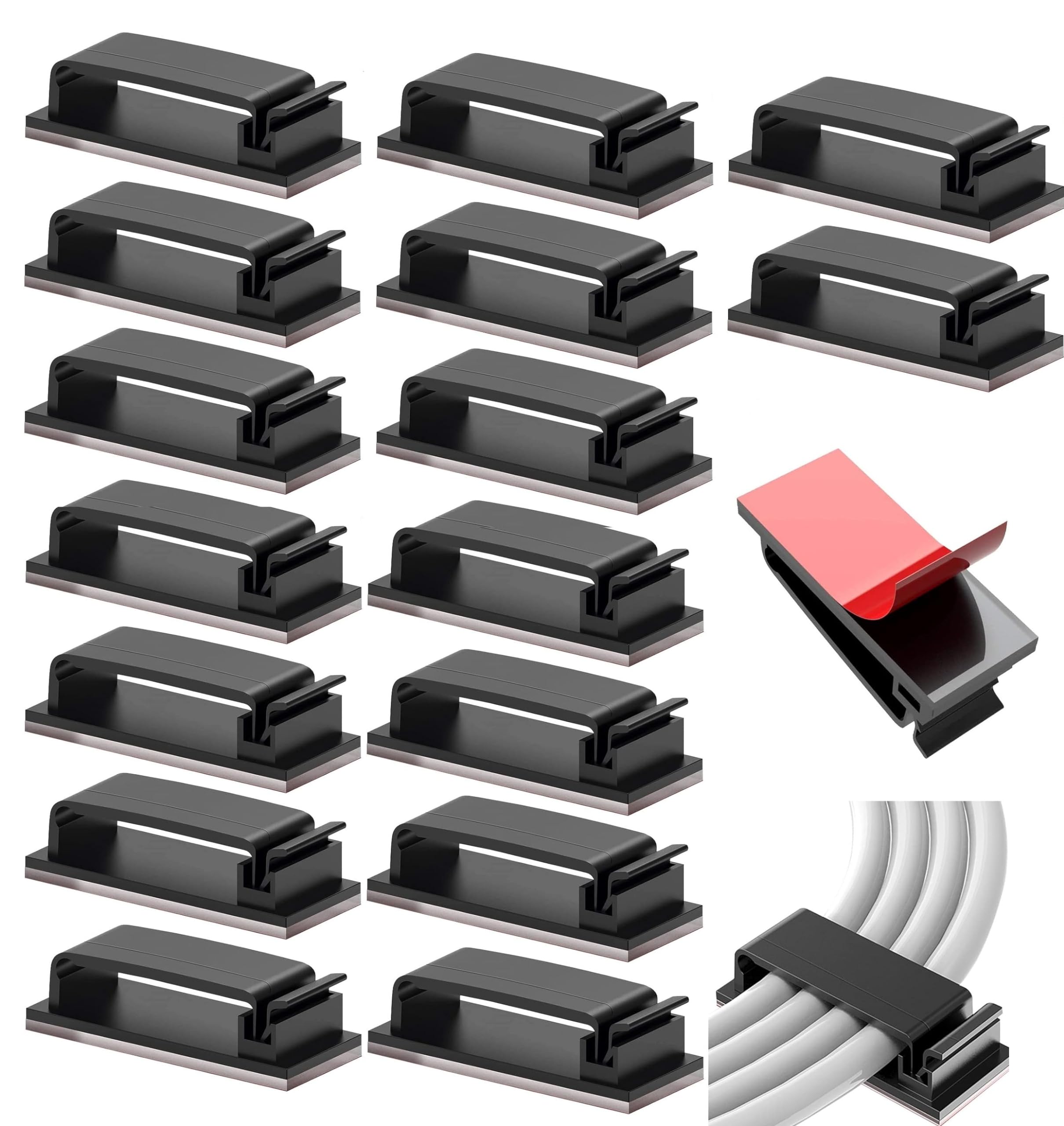 INVOSS 40Pcs Strong Self Adhesive Cable Management Clips, Upgraded Wire Holders, 3M Large Cable Organizers Wire Clips Cord Holder for TV PC Laptop Ethernet Cable Desktop Home Office Car (Black) (3) (B0CWKYPV3T) Amazon Price History, Amazon Price Tracker