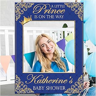 Royal Baby Shower Photo Booth Frame, Gold Crown, Gold and Blue, Baby Shower Favors, Photo Booth Frame Baby Shower, Handmade Party Supply Photo Booth Size 24x36, 48x36